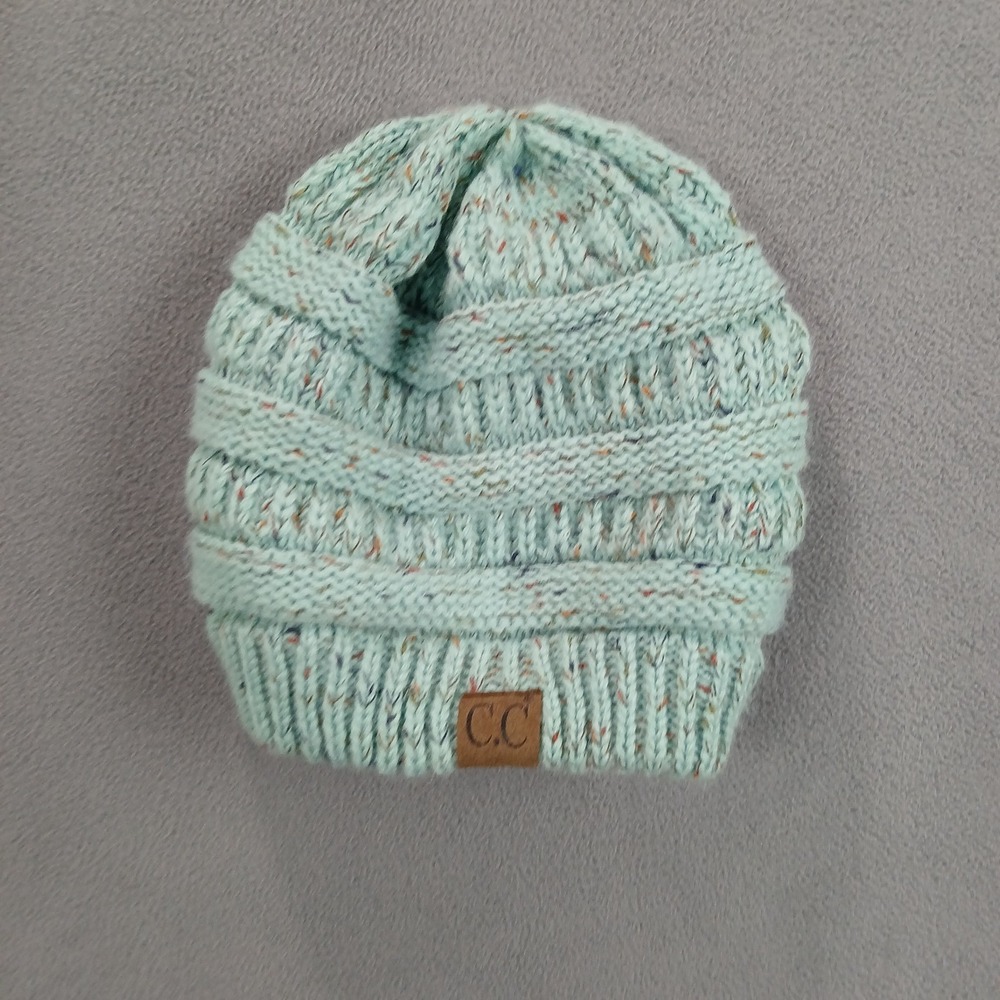 C.C. Beanie Cap Womens One Size Mint Green Casual Winter Cozy Turquoise Knitted